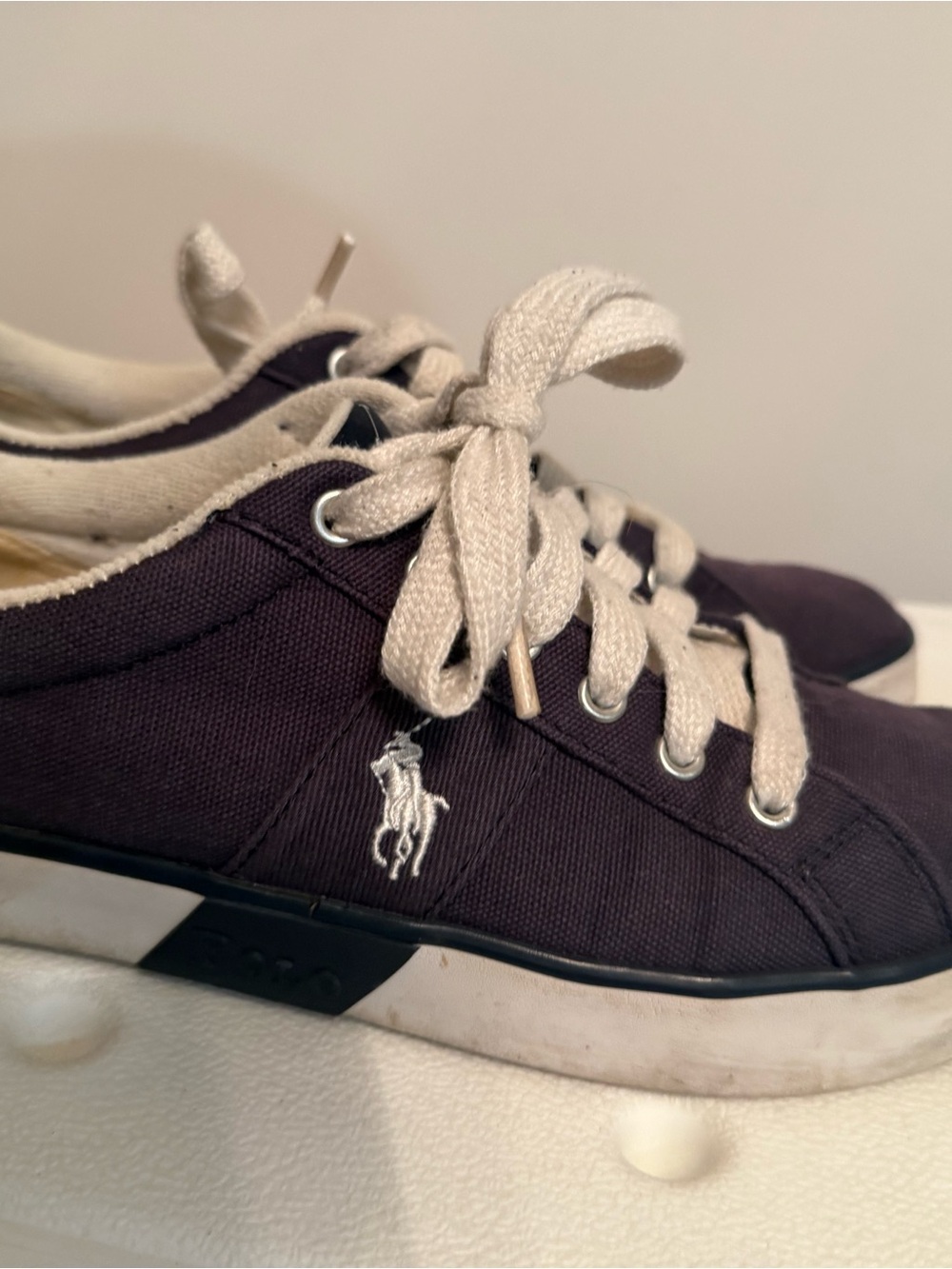 Polo by Ralph Lauren Men's Dark Navy Canvas Sneakers with white Laces